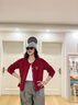 MsShe【18支北極絨】大碼女裝2025新款秋裝胖mm寬松刺繡毛衣外套 波斯紅色現貨 XL 曬單實(shí)拍圖