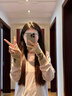 BOHOBOCO山羊絨半指手套女士秋冬季半截保暖針織半掌護腕露指手套送禮盒 青絨本色 均碼 1雙 曬單實(shí)拍圖