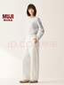 無印良品（MUJI）女式 絲光斜紋 桶型寬版褲 褲子女款25年秋季女裝 BE1TEC5A 象牙色 M （160/66A） 曬單實(shí)拍圖