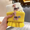 桑咻2026秋冬寶寶圍巾女脖套針織加厚可愛(ài)男女童兒童冬季保暖小鹿 黃色+米色(2條裝) 曬單實(shí)拍圖