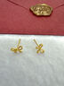 中國黃金（CHINA GOLD）黃金耳釘蝴蝶結(jié)耳環(huán)女足金耳飾七夕情人節(jié)生日禮物送女友老婆愛人 足金蝴蝶結(jié)耳釘+玫瑰禮盒 曬單實(shí)拍圖