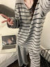 MAULTIAY韓系條紋舒適德絨睡衣女款2025春秋冬季寬松可外穿家居服套裝ins 圖片色 長(cháng)袖+長(cháng)褲 M 曬單實(shí)拍圖