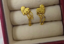 周六福  黃金耳飾女足金閃砂甜酷少女愛(ài)心掛鏈耳釘 計價(jià)T 一對-1.87g 曬單實(shí)拍圖