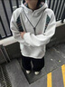 趣米樂(lè )美式拼接高領(lǐng)連帽衛衣男春秋季寬松潮流痞帥長(cháng)袖上衣情侶帽衫外套 白灰色 XL 【建議120-140斤】 曬單實(shí)拍圖