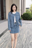 太平鳥(niǎo)女裝短外套小香風(fēng)牛仔女秋裝品質(zhì)高級感 牛仔藍上身 M 曬單實(shí)拍圖