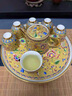 鳳陶凰（FENG TAO  HUANG）琺瑯彩便攜式旅行茶具小套裝一壺六杯帶干泡茶盤(pán)戶(hù)外車(chē)載泡茶神器 金玉滿(mǎn)堂茶壺干泡組-黃 曬單實(shí)拍圖