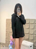 安踏（ANTA）外套女士冬季新款加絨防潑水女款運動(dòng)服連帽開(kāi)衫沖鋒夾克休閑上衣 基礎黑 L （175）【適合125-140斤】 曬單實(shí)拍圖