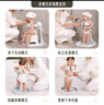小不丟寶寶站立洗澡神器嬰幼兒小孩洗屁屁輔助器兒童防滑淋浴臺浴盆澡盆 皓月白+高度五檔+ABS抗菌支架 免安裝+可折疊+五檔可調 曬單實(shí)拍圖