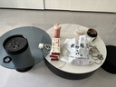 墨素高級巖板茶幾客廳輕奢茶幾大小戶型家用桌灰玻璃圓形現(xiàn)代簡約茶幾 云端白+灰色玻璃組合【80+60】 整裝 曬單實拍圖