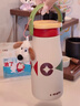 BOBBI BEAR316陶瓷內膽保溫杯女士高顏值吸管杯咖啡杯外出攜帶2025新款水杯 黃米復古600ml+狗狗掛件 曬單實(shí)拍圖