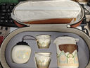 瓷牌茗茶具（cipaiming teaset）旅行茶具套裝戶外便攜式陶瓷快客杯一壺四杯辦公室功夫茶壺泡茶 白古茗1壺4杯+罐盤+棕皮包+巾夾 曬單實拍圖