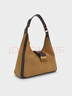 CHARLES&KEITH25秋新品復古仿麂皮金屬扣腋下包女CK2-40840561-2 Sahara Sand沙色/棕色 L 曬單實(shí)拍圖