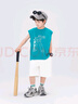 左西男童背心涼感薄款無(wú)袖T恤2025新款兒童夏裝男孩上衣 碧藍色 140 曬單實(shí)拍圖