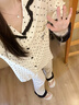 哈魯迪黑色波點(diǎn)Kitty貓睡衣女秋季薄款長(cháng)袖長(cháng)褲開(kāi)衫可愛(ài)學(xué)生家居服套裝 杏底波點(diǎn) L （80-100斤） 曬單實(shí)拍圖