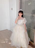 乖奇奇（ALERTCHYCHY）女童禮服高端輕奢小眾生日公主裙花童婚禮小女孩主持人兒童晚禮服 香檳色泡泡袖長款 120 曬單實(shí)拍圖