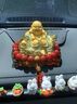 索飾汽車(chē)擺件沙金彌勒佛高檔車(chē)載中控臺飾品車(chē)內香水香薰奔馳寶馬奧迪 沙金彌勒佛【香水座】+玉髓葫蘆 曬單實(shí)拍圖