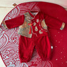 G.DUCKKIDS小黃鴨嬰兒連體衣春秋中國風(fēng)新生兒衣服滿(mǎn)月百天男女寶寶周歲禮服 紅色連體衣 66cm 66碼0-3月建議寶寶4-6公斤 曬單實(shí)拍圖