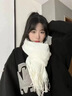 唐獅（TonLion）新款羊毛混紡韓版純色圍巾披肩兩用女冬季加厚保暖圍脖百搭送女友 米色 曬單實(shí)拍圖