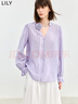 LILY春新款女裝含亞麻浪漫優(yōu)雅垂墜感套頭襯衫雪紡衫寬松上衣 801紫色 L 曬單實(shí)拍圖