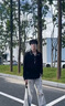 主意范（ZHUYIFAN）老錢(qián)風(fēng)麥穗紋針織衫男款秋季正肩polo領(lǐng)長(cháng)袖T恤輕奢撞色杏色外套 黑色【升級款】 L 收藏加購優(yōu)先發(fā)貨 曬單實(shí)拍圖