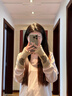 BOHOBOCO山羊絨半指手套女士秋冬季半截保暖針織半掌護腕露指手套送禮盒 青絨本色 均碼 1雙 曬單實(shí)拍圖