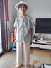 戴媽媽奶奶裝套裝夏裝短袖媽媽裝2025新款老年女裝60-80歲老年人洋氣t恤 藍(lán)色冰絲兩件套 2XL 建議100-115斤 曬單實(shí)拍圖