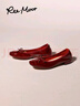 reemoor睿慕蝴蝶結淺口單鞋2025秋季新款平底時(shí)尚百搭芭蕾舞鞋女 酒紅色 37 曬單實(shí)拍圖