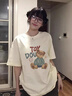 一寸相思純棉杏色短袖t恤女2025新款爆款夏季時(shí)尚小熊卡通印花上衣體恤潮 杏色-疑問(wèn)小熊 XL (110-125斤） 曬單實(shí)拍圖