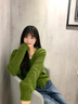 FSHE復古毛衣女秋冬2025年新款時(shí)尚氣質(zhì)慵懶休閑上衣女針織開(kāi)衫外套女 綠色 均碼 80--125斤 曬單實(shí)拍圖