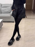 莫代爾咖色高彈高腰打底褲女春秋款美拉德色系豎條紋壓力顯瘦連褲襪外穿 【黑色】350g 冬季厚絨-10-5°c M F常規款連襪 曬單實(shí)拍圖