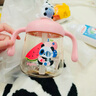 貝親兒童牛奶杯1-3歲寶寶喝水喝奶PPSU直飲奶瓶雙吸管水杯 粉色330mL 曬單實(shí)拍圖
