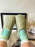 skingcond防水袋與棉拖鞋的男子冬季2025新的防滑厚底運動(dòng)保暖羊毛襯里棉鞋 抹茶綠 36 37 （建議35-36穿） 曬單實(shí)拍圖