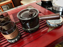 哈駱頓（HALODN）玻璃茶具套裝家用功夫茶具辦公室隔熱喝茶防燙耐熱泡茶壺高檔送禮 煙灰直覺(jué)壺7件套 【側鈕直覺(jué)壺+6個(gè)木環(huán)品杯】 曬單實(shí)拍圖