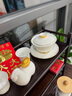 蘇氏陶瓷（SUSHI CERAMICS）羊脂玉浮雕東方之蓮馬上有錢(qián)三才蓋碗禮盒茶具套裝 曬單實(shí)拍圖