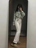 京多夢(mèng)襯衫女格子襯衫外套女2025秋季寬松韓版學(xué)生百搭長(cháng)袖襯衣休閑上衣 翠綠色 M  (建議90-110斤) 曬單實(shí)拍圖