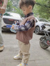 歐遙1歲寶寶衣服男寶寶春秋套裝新款幼兒童裝男童0-3歲男孩馬甲三件套 棕色 菱形毛衣馬甲三件套 春秋 90 建議2歲內 曬單實(shí)拍圖