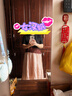 Basic House/百家好撞色休閑夏季新款寬松顯瘦氣質(zhì)感短袖連衣長裙 黑拼苔云青 L 曬單實拍圖