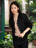 OFF HGK品牌女裝小香風(fēng)西裝外套女2025春秋新款小個(gè)子短款名媛氣質(zhì)上衣 黑色 M 曬單實(shí)拍圖