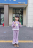 G.DUCKKIDS小黃鴨童裝女童春裝洋氣套裝兒童衛(wèi)衣可愛兩件套寶寶春秋季衣服 紫色套裝 90 (建議80-90cm 1-2周歲） 曬單實拍圖