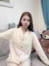 頤眠睡衣女100%純棉長(zhǎng)袖開衫2025年新款10A級(jí)防螨抗菌V領(lǐng)家居服套裝 曬單實(shí)拍圖