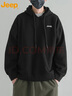JEEP吉普衛衣男秋冬季連帽寬松男士長(cháng)袖T恤上衣服男裝 黑色 L 曬單實(shí)拍圖