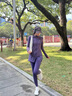 百思絨專業(yè)跑步運(yùn)動(dòng)套裝女訓(xùn)練服速干 健身瑜伽服 黛紫外套+紫色長褲XL 曬單實(shí)拍圖