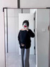 ARTFULMOM英國孕婦褲春秋外穿闊腿褲2025新款不勒肚子無(wú)托腹休閑糯米直筒褲 中花灰 L 曬單實(shí)拍圖