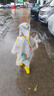牧萌兒童雨衣男童女童防水全身雨披幼兒園小學生雨具 黃色小恐龍 M 曬單實拍圖