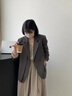 何佳功 小西裝外套女 韓版寬松休閑西服上衣2025秋季寬松單扣高級感西裝 灰色 M 【建議85-105斤】 曬單實(shí)拍圖