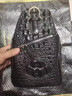 雕霸（DIAOBA）泰國輕奢鱷魚(yú)皮胸包男真皮時(shí)尚休閑潮流胸前包男士男包單肩斜挎包 黑色【6356款】 曬單實(shí)拍圖