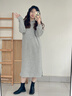 班尼路S&K系列連衣裙女裝連帽衛衣裙子女新款設計感秋冬裝衣服潮流長(cháng)裙 麻灰#純色 【棉柔親膚】 M 曬單實(shí)拍圖