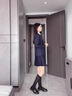 五沃職業(yè)西裝套裝男女同款工作服學(xué)院風(fēng)高校學(xué)生班服jk制服辯論演講服 女藍(lán)色外套+短裙 L 曬單實(shí)拍圖