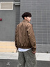Shelley Jones卡其色休閑西裝外套男春秋短款墊肩行政夾克青少年美式復古棒球服 卡其色 XL [推薦120-140斤] 曬單實(shí)拍圖