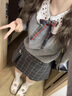 鳳蝶兒連衣裙子女裝秋裝2025年秋季新款韓版學院風多巴胺穿搭女氣質顯瘦 毛衣+領帶+裙子 S 曬單實拍圖